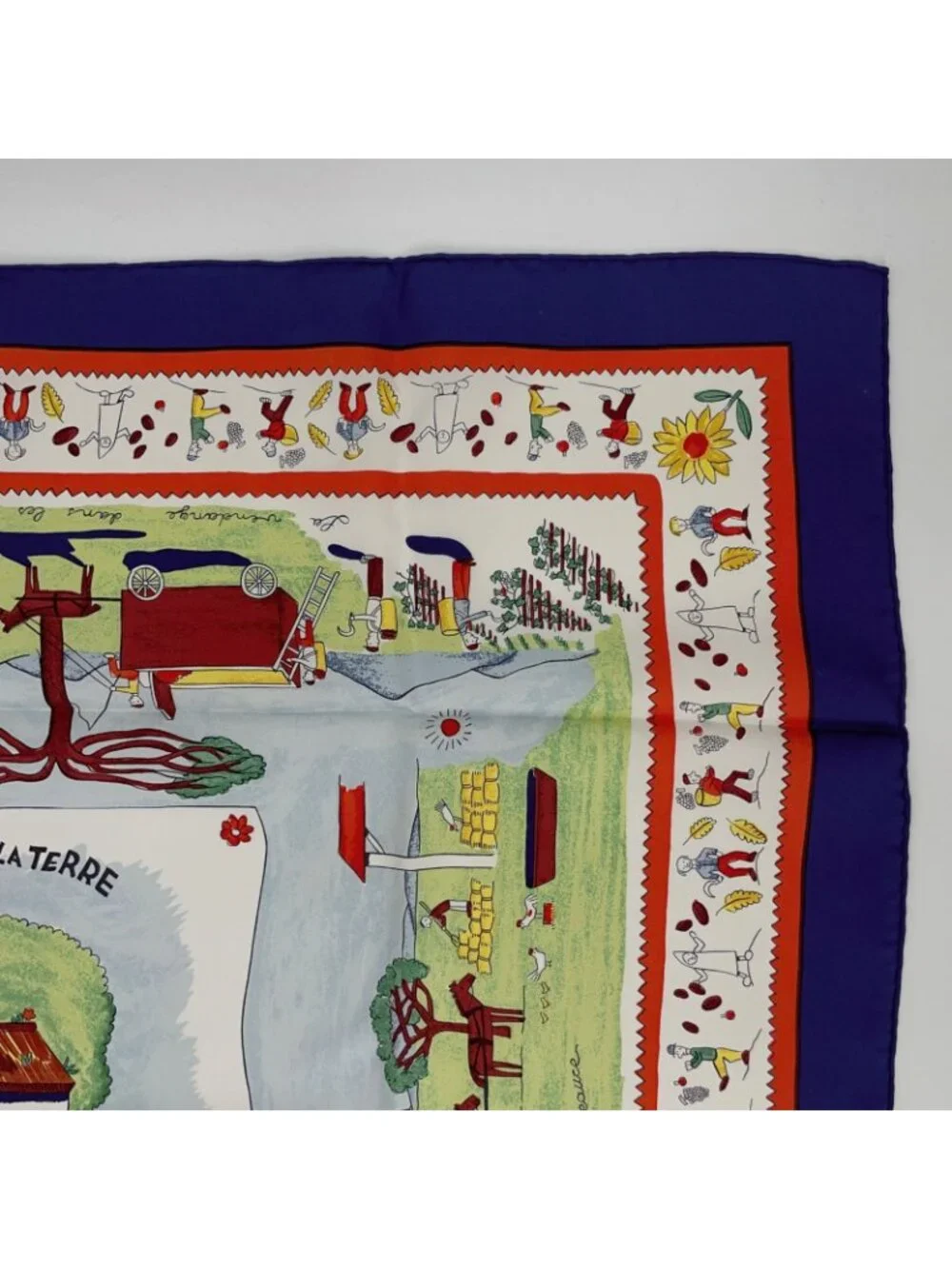 Hermes Carre 90 RE Tour a la Terre Return Navy Multicolor Silk 100% Scarf - Picture 3 of 6